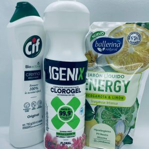 Pack Cloro gel Igenix, Limpiador Cif, Jabón Ballerina